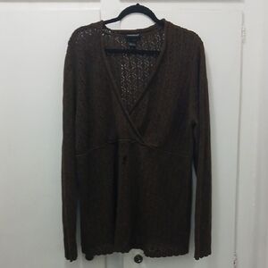 Lane Bryant Brown Lace Cardigan